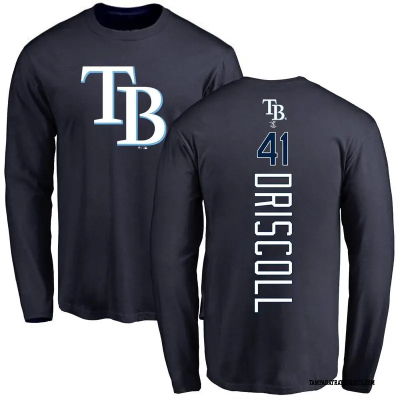 Men's Tampa Bay Rays ＃41 Logan Driscoll Navy Backer Long Sleeve T-Shirt