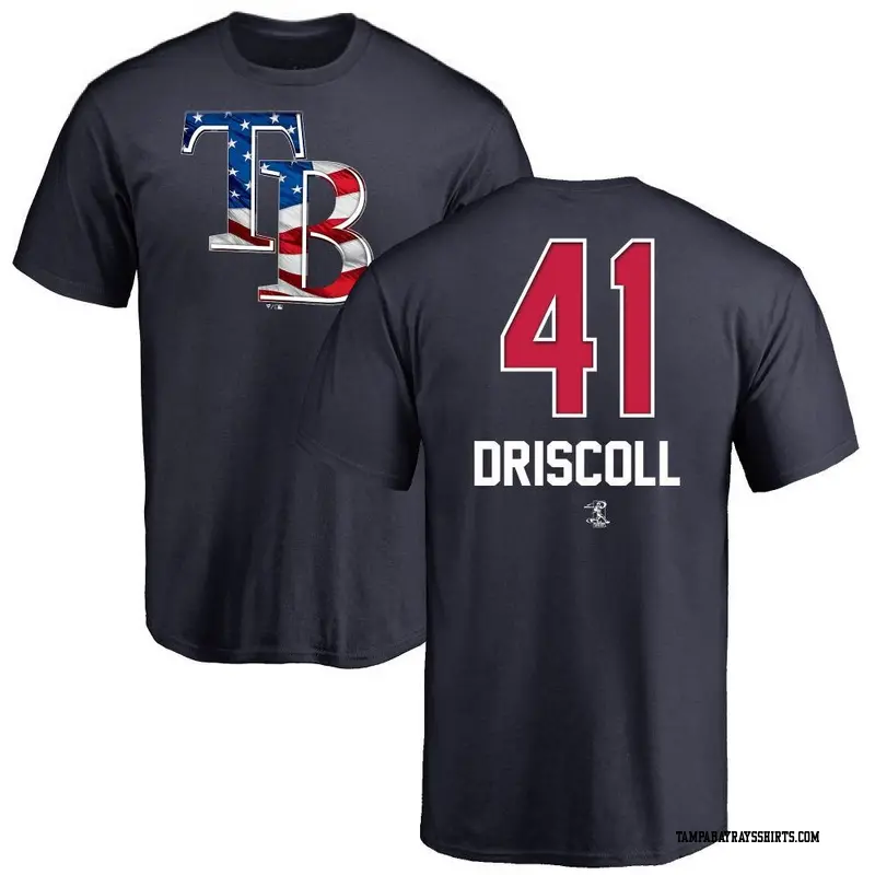 Men's Tampa Bay Rays ＃41 Logan Driscoll Navy Name and Number Banner Wave T-Shirt