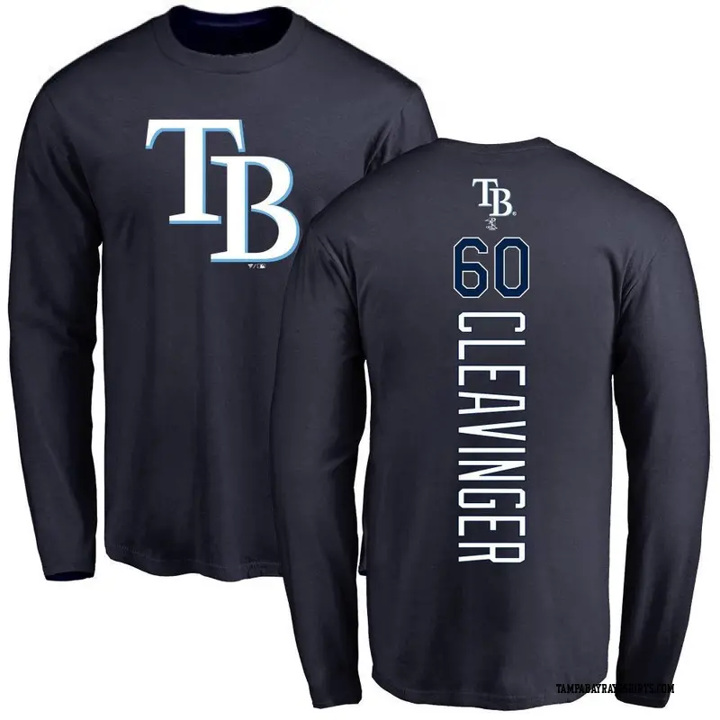 Men's Tampa Bay Rays ＃60 Garrett Cleavinger Navy Backer Long Sleeve T-Shirt