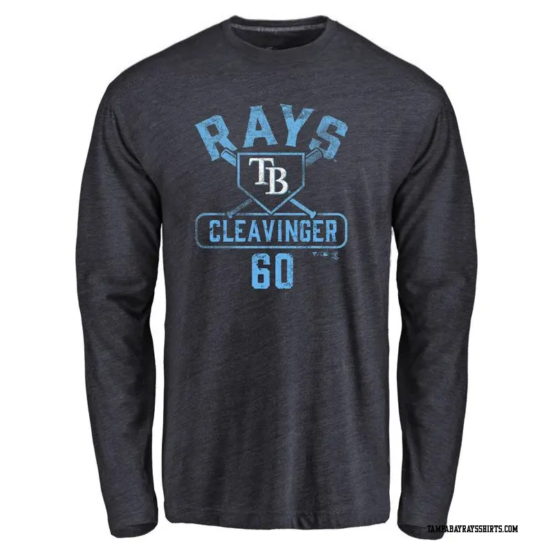 Men's Tampa Bay Rays ＃60 Garrett Cleavinger Navy Branded Base Runner Long Sleeve T-Shirt