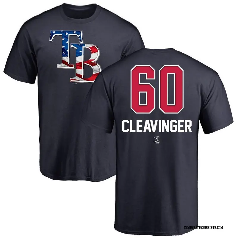 Men's Tampa Bay Rays ＃60 Garrett Cleavinger Navy Branded Name and Number Banner Wave T-Shirt