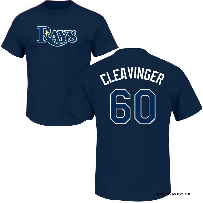 Men's Tampa Bay Rays ＃60 Garrett Cleavinger Navy Roster Name & Number T-Shirt