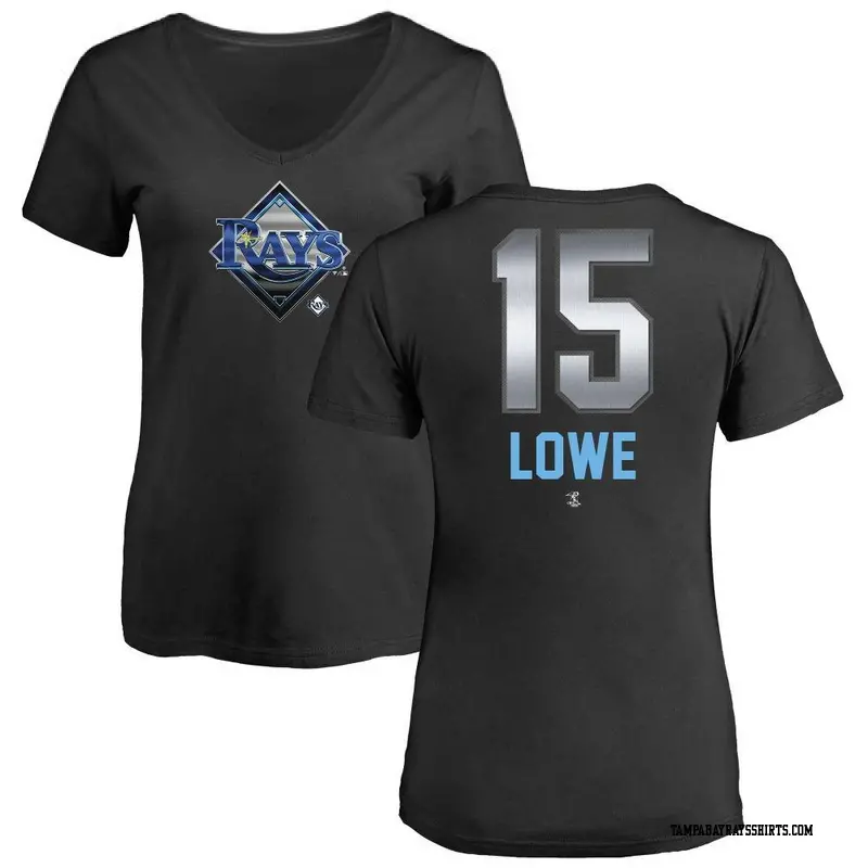 Women's Tampa Bay Rays ＃15 Josh Lowe Black Branded Midnight Mascot V-Neck T-Shirt