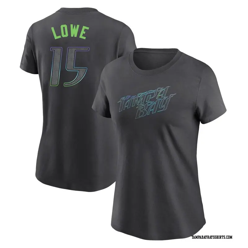 Women's Tampa Bay Rays ＃15 Josh Lowe Charcoal 2024 City Connect T-Shirt