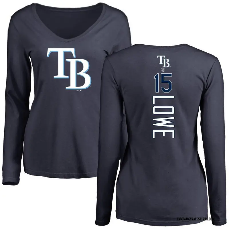 Women's Tampa Bay Rays ＃15 Josh Lowe Navy Backer Slim Fit Long Sleeve T-Shirt