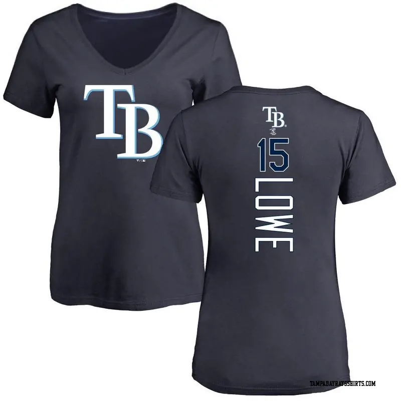 Women's Tampa Bay Rays ＃15 Josh Lowe Navy Backer Slim Fit T-Shirt