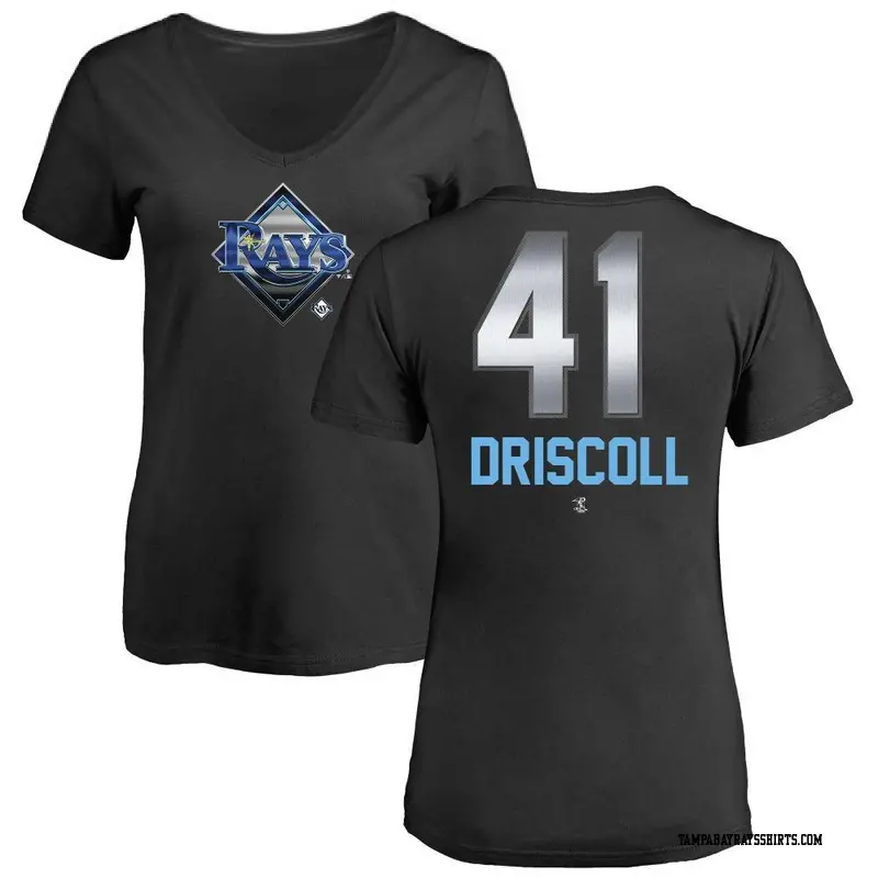 Women's Tampa Bay Rays ＃41 Logan Driscoll Black Midnight Mascot V-Neck T-Shirt