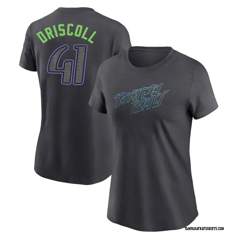 Women's Tampa Bay Rays ＃41 Logan Driscoll Charcoal 2024 City Connect T-Shirt