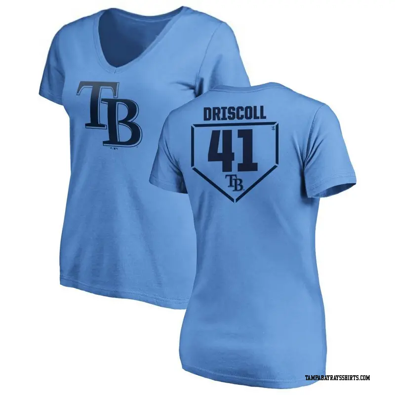 Women's Tampa Bay Rays ＃41 Logan Driscoll Light Blue RBI Slim Fit V-Neck T-Shirt