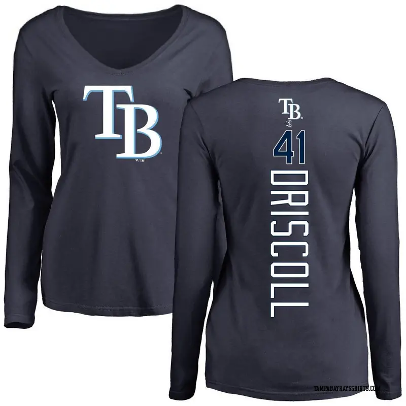 Women's Tampa Bay Rays ＃41 Logan Driscoll Navy Backer Slim Fit Long Sleeve T-Shirt