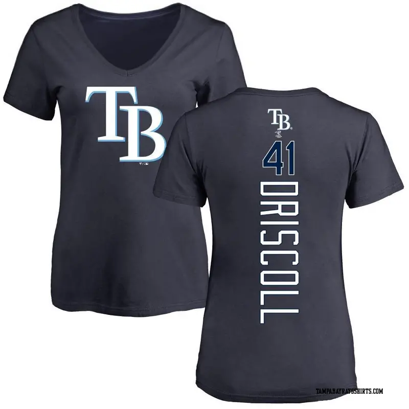 Women's Tampa Bay Rays ＃41 Logan Driscoll Navy Backer Slim Fit T-Shirt