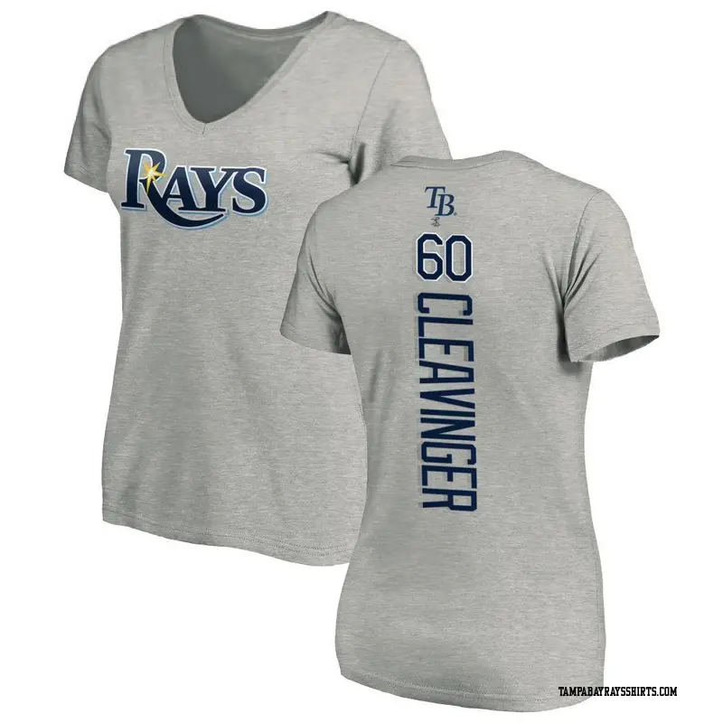 Women's Tampa Bay Rays ＃60 Garrett Cleavinger Ash Backer Slim Fit T-Shirt