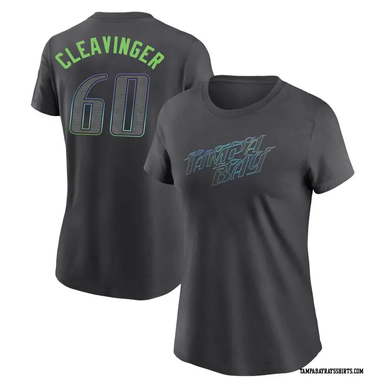 Women's Tampa Bay Rays ＃60 Garrett Cleavinger Charcoal 2024 City Connect T-Shirt