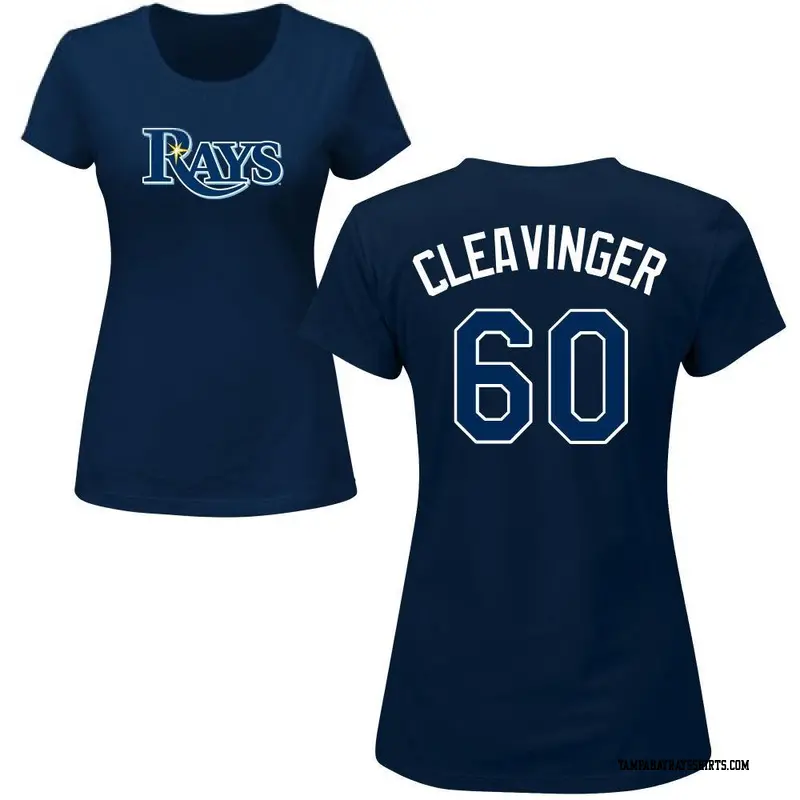 Women's Tampa Bay Rays ＃60 Garrett Cleavinger Navy Roster Name & Number T-Shirt